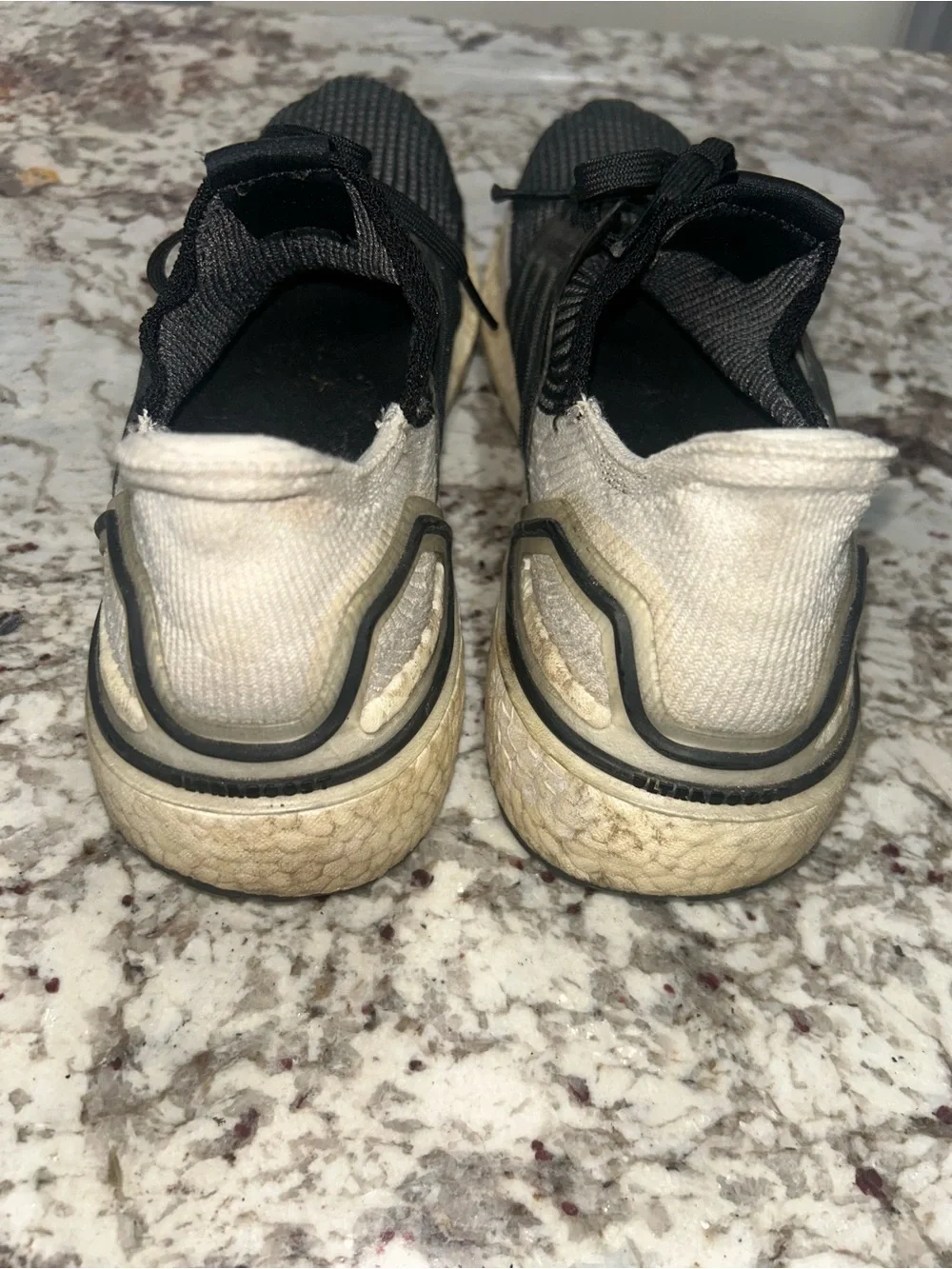 Adidas Ultra Boost Men’s 9.5 Black & White Athletic Running Shoes-Good Condition